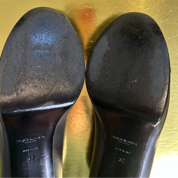 YSL Yves Saint Laurent gray and black patent leather platform high heel pump 37 - Picture 6 of 10